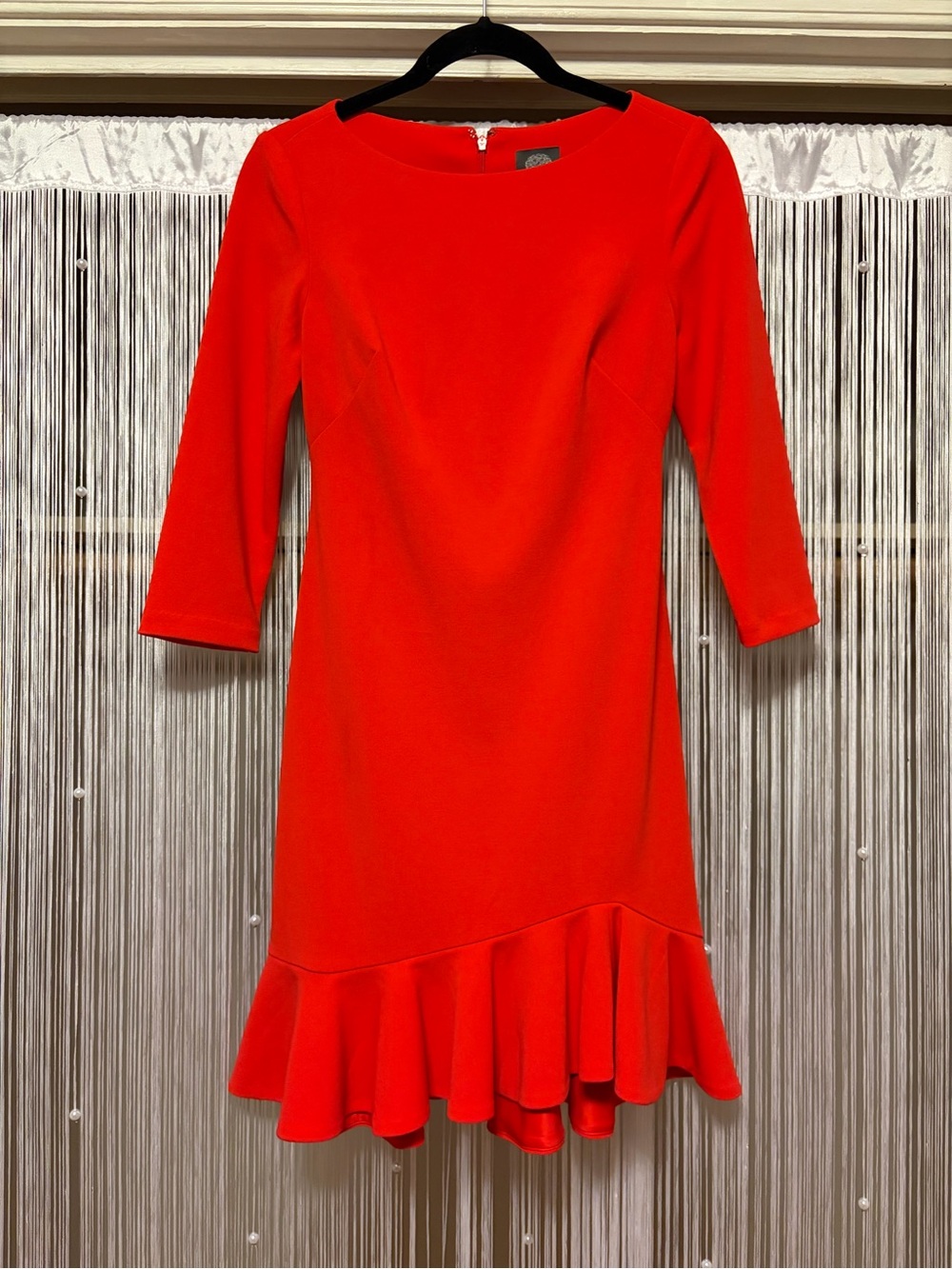 Vince Camuto Red 3/4 Sleeve Scuba Crepe Shift Dress